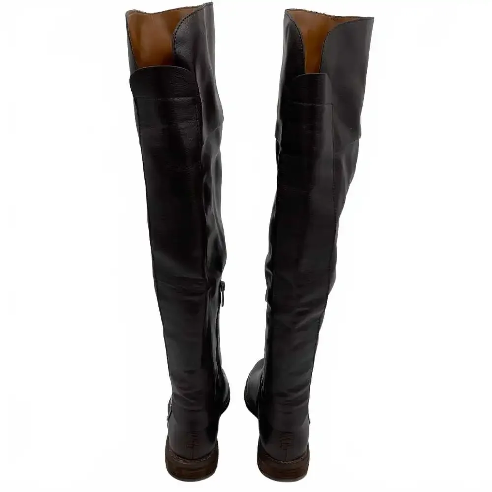 Franco Sarto Brown Halenna Boots | Leather Slip-On Over-the-Knee, Size 7.5